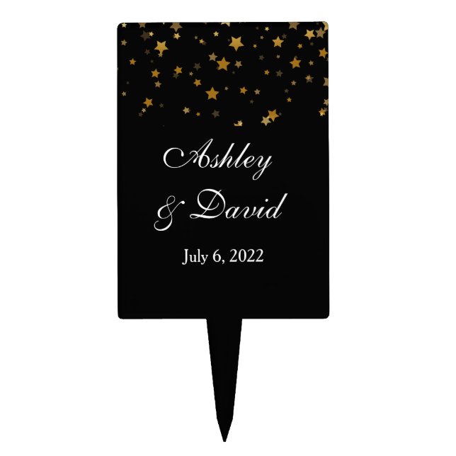Golden Stars Wedding Cake Topper (Front)