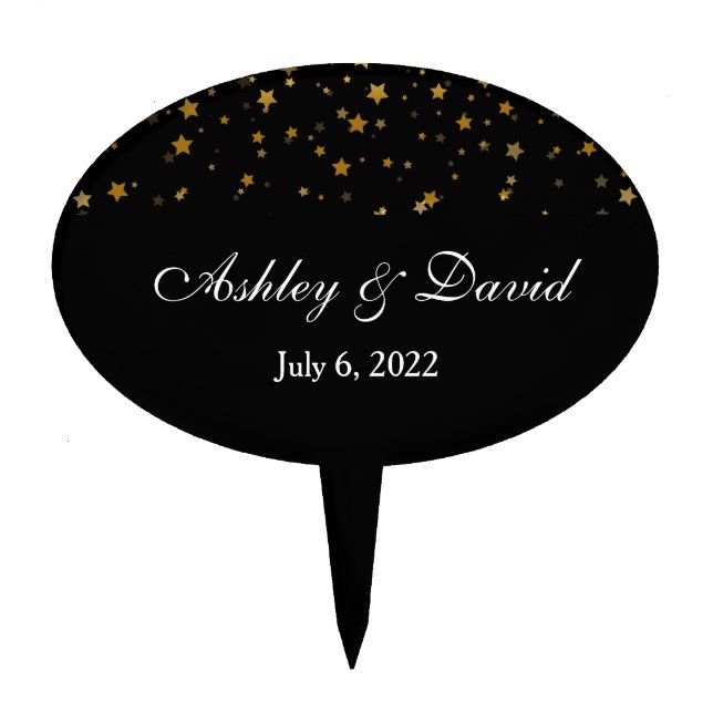 Golden Stars Wedding Cake Topper (Front)