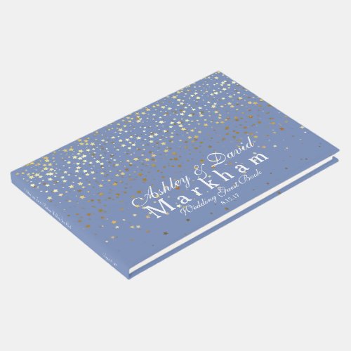 Golden Stars Wedding Guest Book_Blue Guest Book