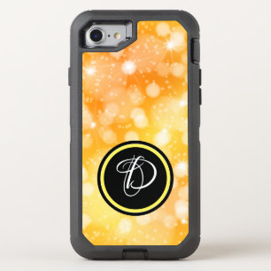 Golden Stars with Custom Monogram OtterBox Defender iPhone SE/8/7 Case