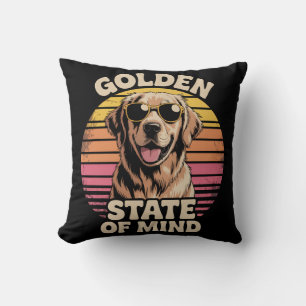 Golden State Of Mind Retriever Retro Dog Gift Throw Pillow