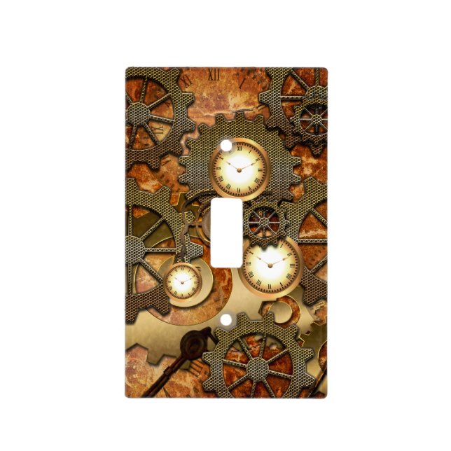 Golden steampunk light switch cover (Front)