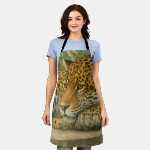 Golden Stillness – Resting Leopard in Foliage Apron