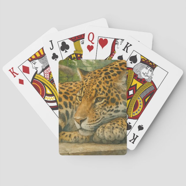 Golden Stillness – Resting Leopard in Foliage Poker Cards (Back)