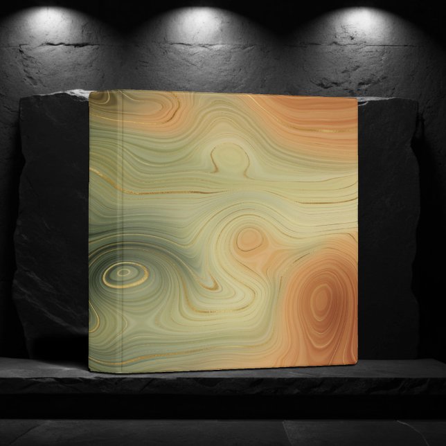 Golden Strata | Peach Burnt Orange Green Agate 3 Ring Binder (Creator Uploaded)