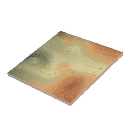 Golden Strata  Peach Burnt Orange Green Agate Ceramic Tile