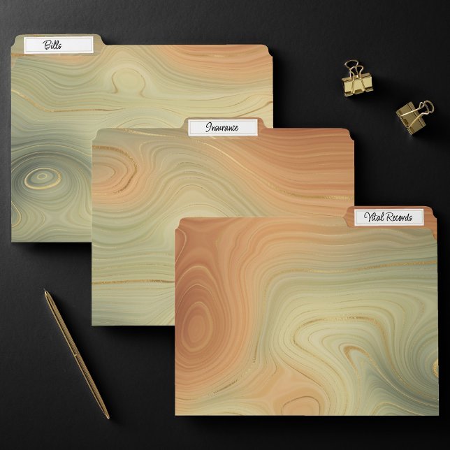 Golden Strata | Peach Burnt Orange Green Agate File Folder (Creator Uploaded)