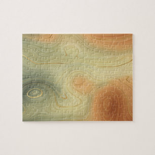Golden Strata Peach Burnt Orange Green Agate Jigsaw Puzzle