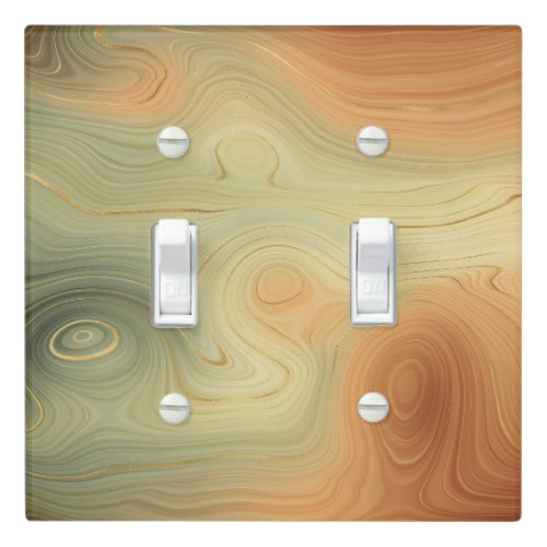 Golden Strata  Peach Burnt Orange Green Agate Light Switch Cover