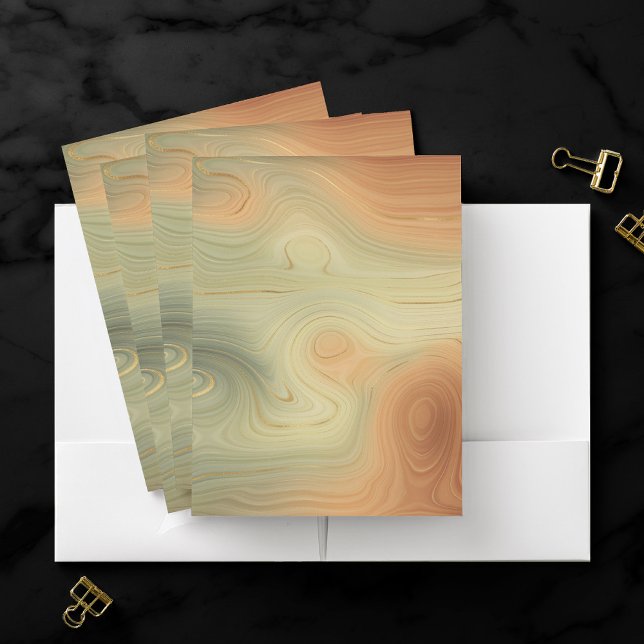 Golden Strata | Peach Burnt Orange Green Agate Pocket Folder (Creator Uploaded)