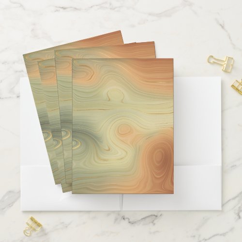 Golden Strata  Peach Burnt Orange Green Agate Pocket Folder