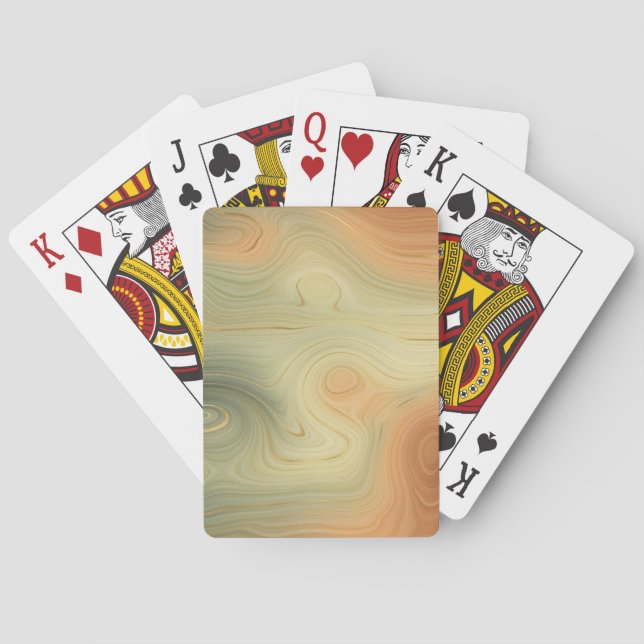 Golden Strata | Peach Burnt Orange Green Agate Poker Cards (Back)
