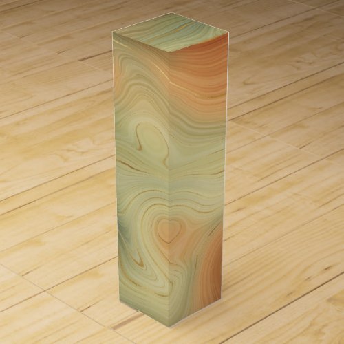 Golden Strata  Peach Burnt Orange Green Agate Wine Box