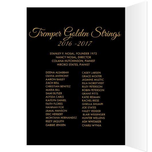 Golden Strings Card with Member's Names (Inside (Left))