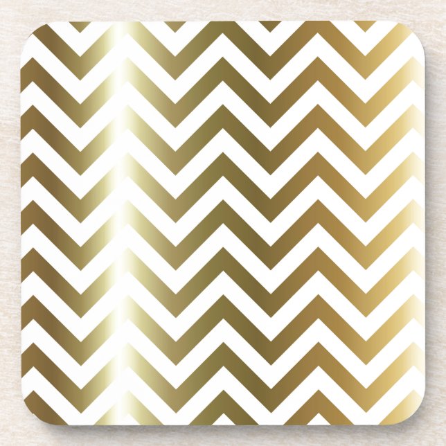 Golden Stripes Chevron Pattern Drink Coaster (Front)