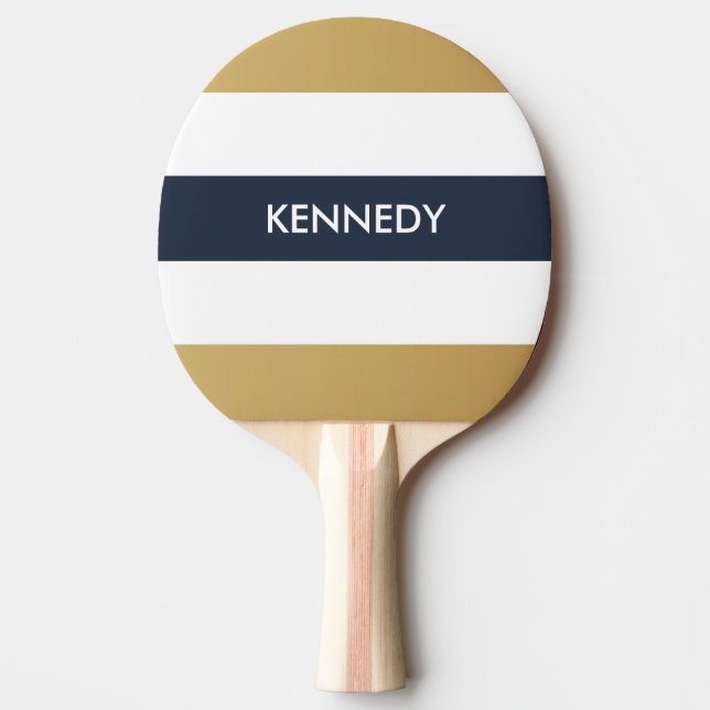 Golden Stripes Ping Pong Paddle (Front)
