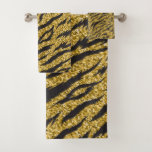 Golden stripes print, tiger stripes pattern bath towel set