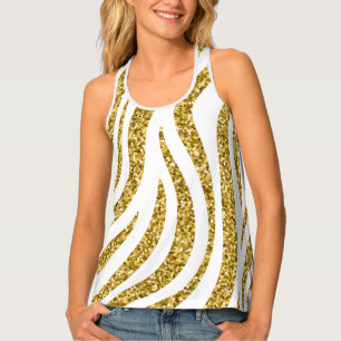 Golden stripes print, tiger stripes pattern tank top