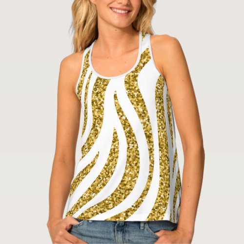 Golden stripes print tiger stripes pattern tank top