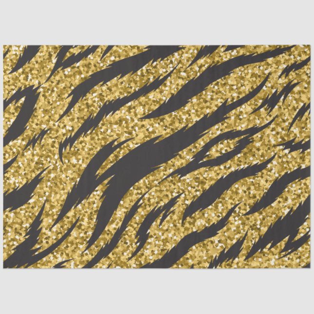 Golden stripes print, tiger stripes pattern tissue paper (Front)