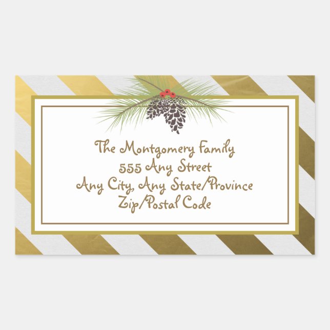 Golden Stripes - Square Christmas Sticker (Front)