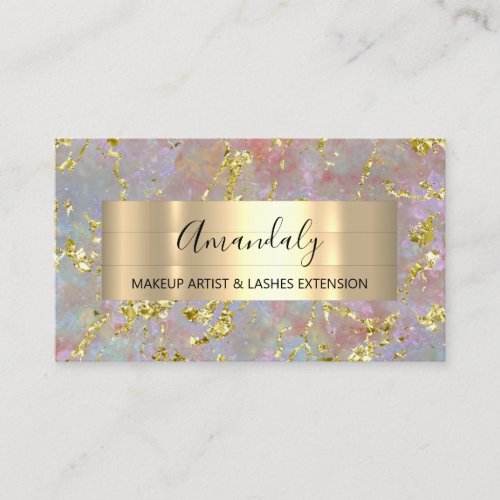 Golden Strokes Beauty Shop Blush Abstract Business Card