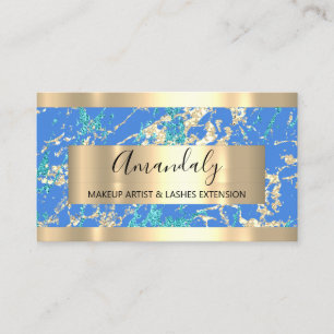 Golden Strokes Gray Glitter Blue Celestial  Business Card
