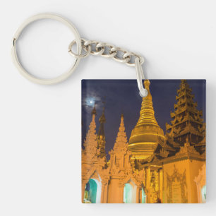 Golden Stupa And Temples Keychain