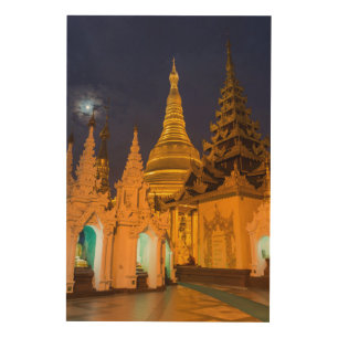 Golden Stupa And Temples Wood Wall Art