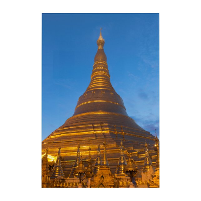 Golden Stupa Pagoga Acrylic Print (Front)