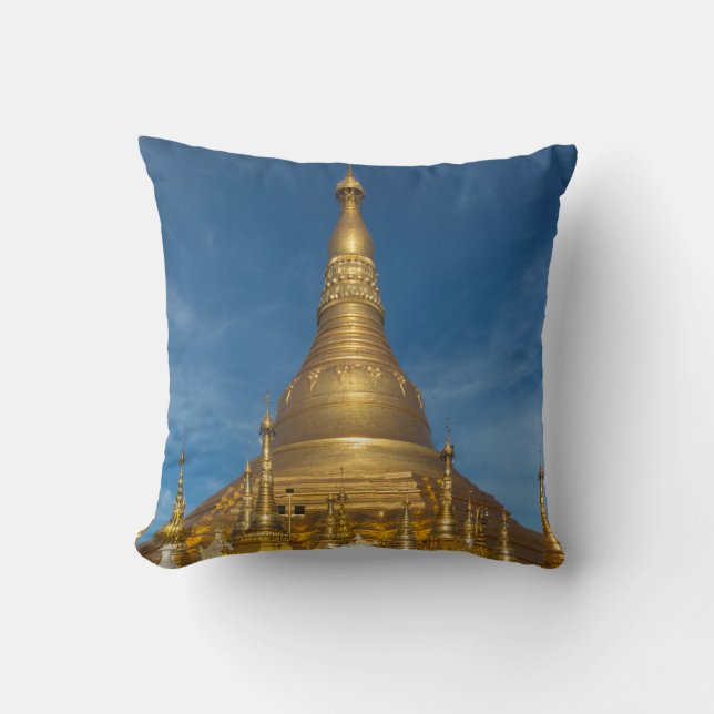 Golden Stupa Temple Throw Pillow (Front)
