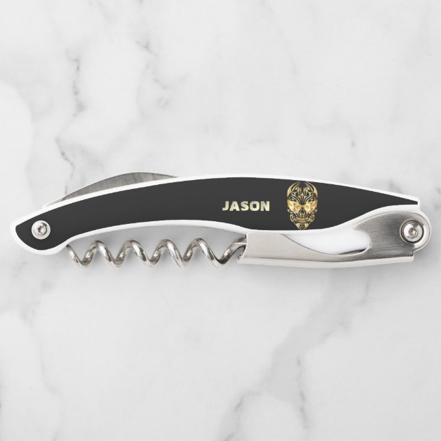 Golden Sugar Skull Waiter's Corkscrew (Back)