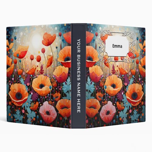 Golden Summer Glow Poppy Paradise 3 Ring Binder