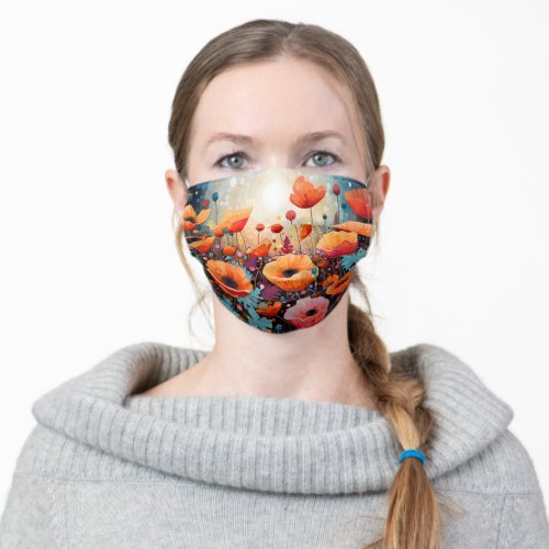 Golden Summer Glow Poppy Paradise Adult Cloth Face Mask