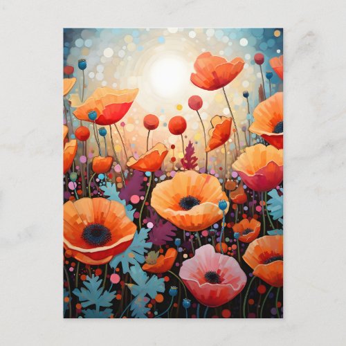 Golden Summer Glow Poppy Paradise Holiday Postcard