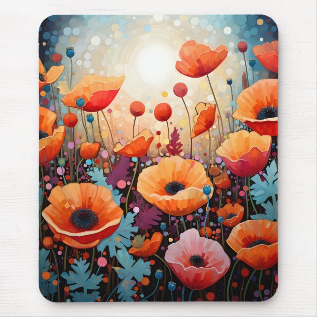 Golden Summer Glow Poppy Paradise Mouse Pad (Front)