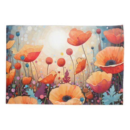 Golden Summer Glow Poppy Paradise Pillow Case