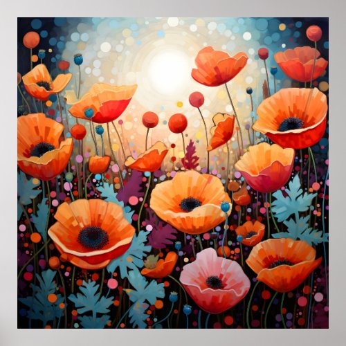 Golden Summer Glow Poppy Paradise Poster