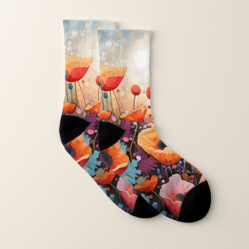 Golden Summer Glow Poppy Paradise Socks