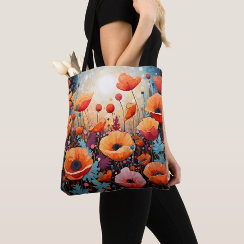 Golden Summer Glow Poppy Paradise Tote Bag