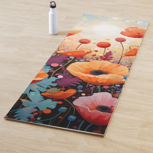 Golden Summer Glow Poppy Paradise Yoga Mat