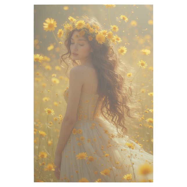 Golden Summer Maiden in Field of Flowers Gallery Wrap (Front)