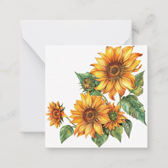 Golden Summer Sunflowers Note Card (Front)