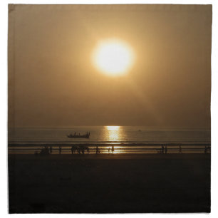 Golden Summer Sunset Reflection on the Beach Cloth Napkin