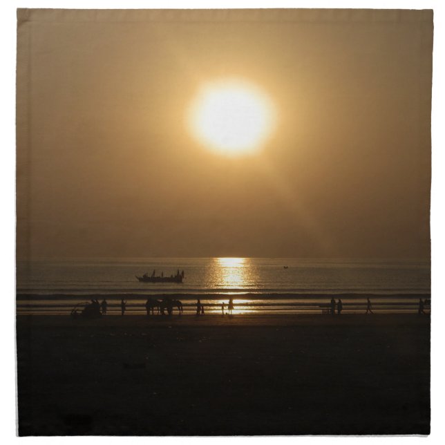 Golden Summer Sunset Reflection on the Beach Cloth Napkin (Front)