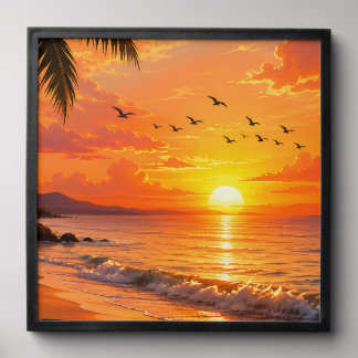 Golden Summer Sunset – Tropical Beach Paradise wit Peel And Stick Photo Tile