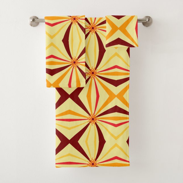 Golden Sun Abstract Bath Towel Set (Insitu)