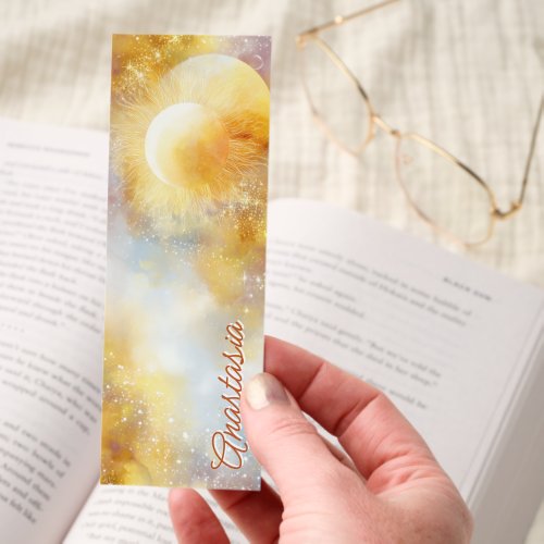 Pretty Bookmarks 8 Golden Sun And Moon Celestial Sky Design Bookmarks