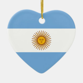 Golden Sun Argentina Flag Heart Shape Decoration at Zazzle