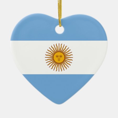 Golden Sun Argentina Flag Heart Shape Decoration